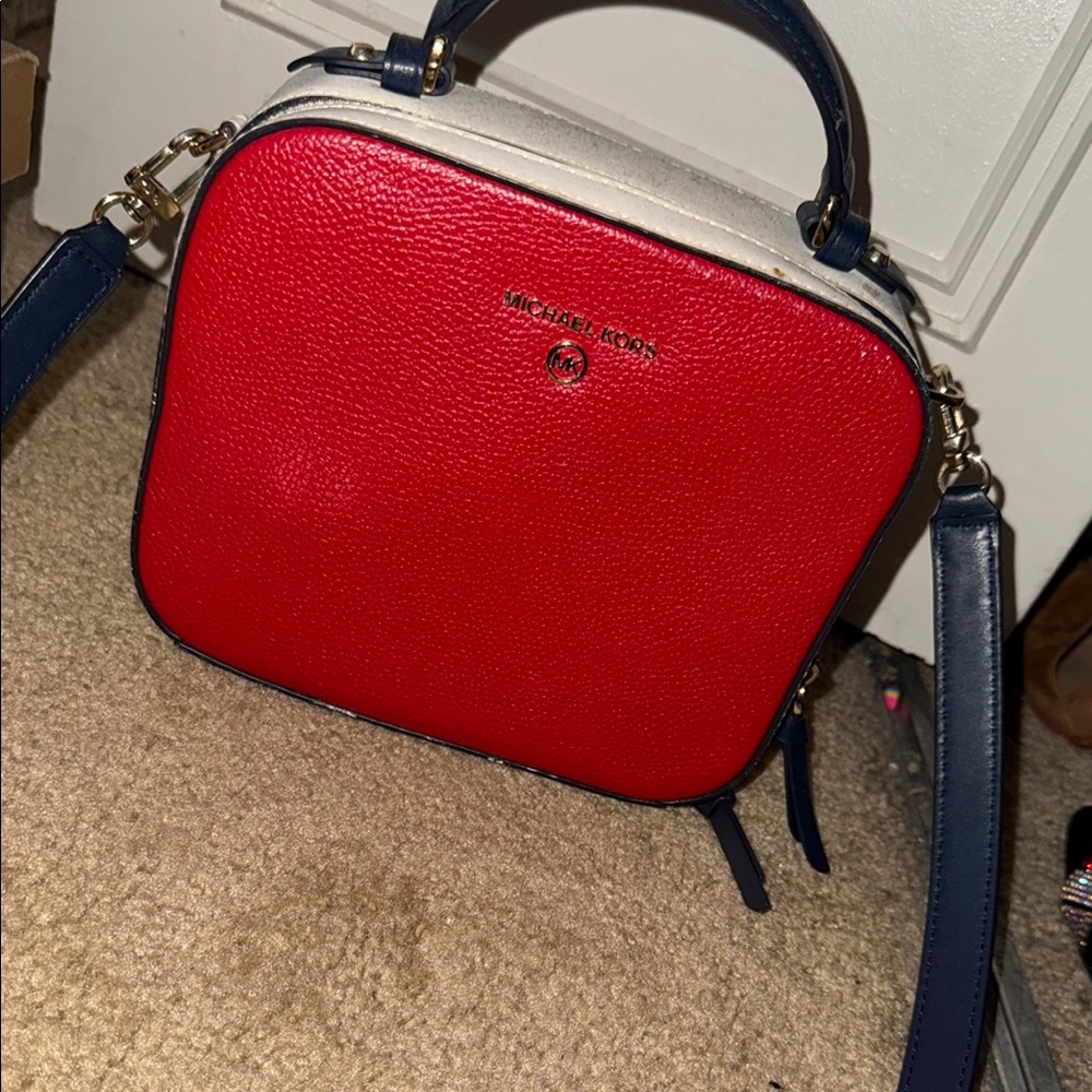Michael Kors Red and Blue Crossbody Bag with Sleek Design